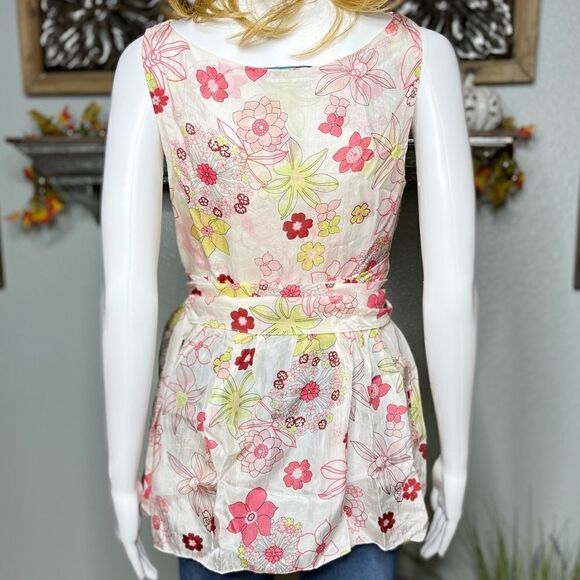 Vintage Faux Wrap Floral Print V-Neck 100%Silk Peplum Hem Top Size Small - Picture 5 of 14